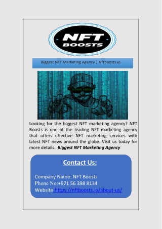 Biggest NFT Marketing Agency | Nftboosts.io
