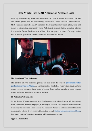 How Much Does A 3D Animation Service Cost