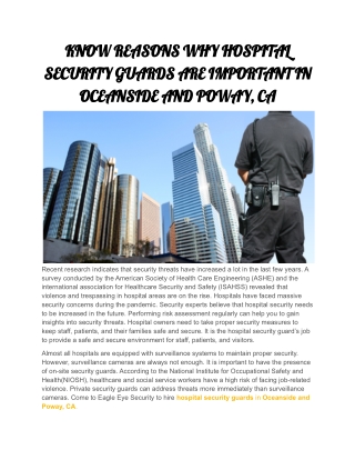 KNOW REASONS WHY HOSPITAL SECURITY GUARDS ARE IMPORTANT IN OCEANSIDE AND POWAY, CA (1)