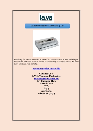 Vacuum Sealer Australia | La-va.com.au