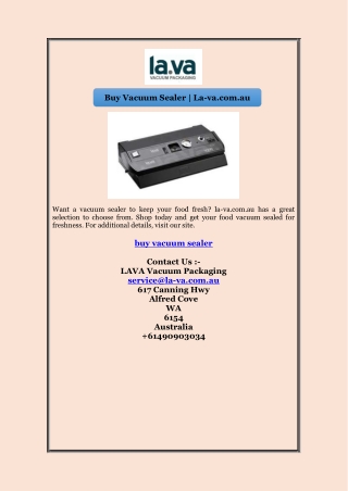 Buy Vacuum Sealer | La-va.com.au