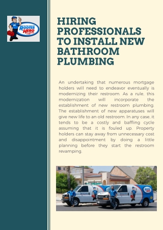 Hiring Professionals to Install New Bathroom Plumbing