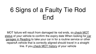 6 Signs of a Faulty Tie Rod End