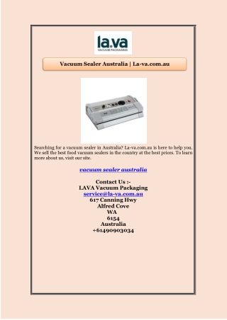 Vacuum Sealer Australia | La-va.com.au