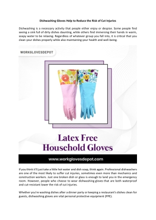 Dishwashing Gloves Help to Reduce the Risk of Cut Injuries