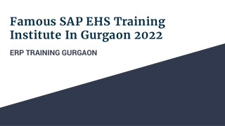 Famous SAP EHS Training Institute In Gurgaon 2022