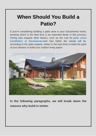 When Should You Build a Patio?