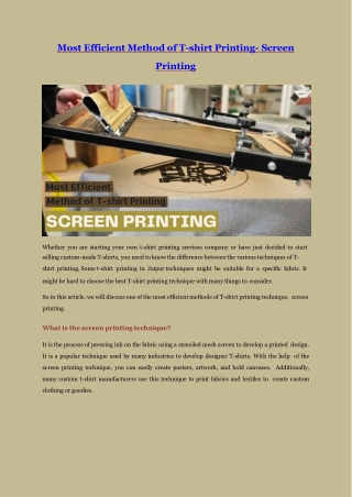 Most Efficient Method of T-shirt Printing-Screen Printing