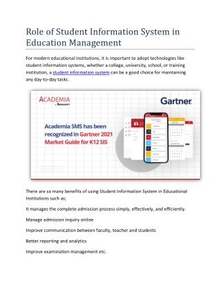 Role of Student Information System in Education Management