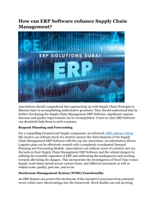 How can ERP Software enhance Supply Chain Management