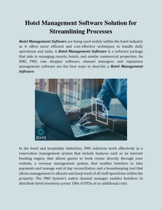 Hotel Management Software Solution for Streamlining Processes
