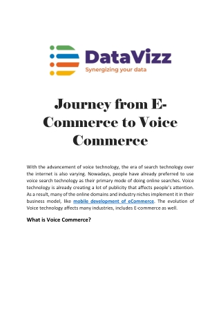 Journey from E-Commerce to Voice Commerce