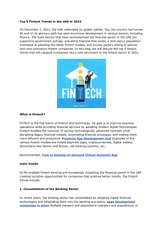 Top 5 Fintech Trends in the UAE in 2022