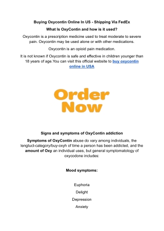 Buying Oxycontin Online In US - Shipping Via FedEx