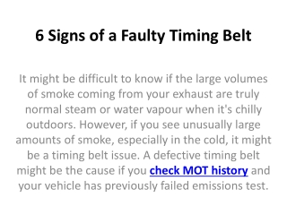 6 Signs of a Faulty Timing Belt