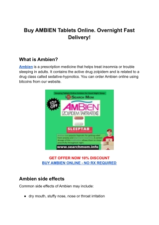 Buy AMBIEN Tablets Online - Ambien 5mg for sale