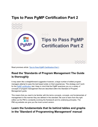 Tips to Pass PgMP Certification Part 2