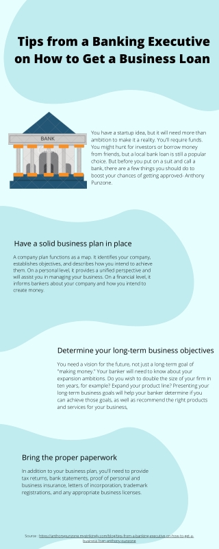 Tips from a Banking Executive on How to Get a Business Loan - Anthony Punzone