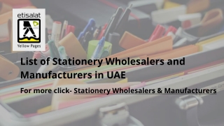 List of Stationery Wholesalers and Manufacturers in UAE