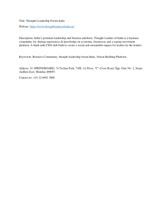 Thought Leadership Forum India