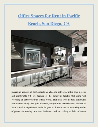 Office Spaces for Rent in Pacific Beach, San Diego, CA