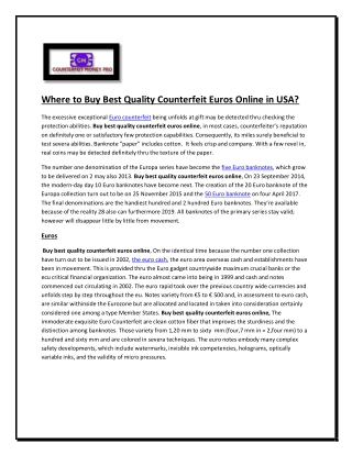 Where to Buy Best Quality Counterfeit Euros Online in USA?