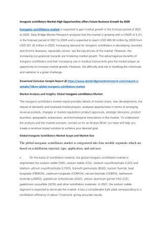 Inorganic scintillators Market High Opportunities offers Future Business Growth by 2028