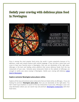 Satisfy your craving with delicious pizza food in Newington