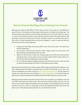 How To Prevent Bed Bugs From Entering Your Home - Country Life Pest Control