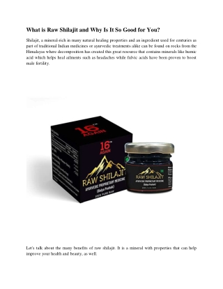 What is Raw Shilajit and Why Is It So Good for You ?