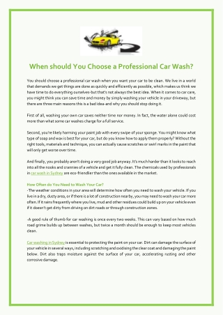 When should You Choose a Professional Car Wash - Creative Car Care