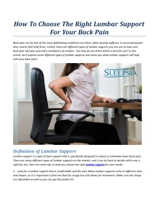 How To Choose The Right Lumbar Support For Your Back Pain