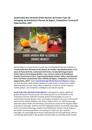 Saudi Arabia Non-Alcoholic Drinks Market Research Report 2021-2027