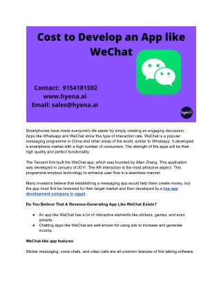 How Much Does It Cost to Develop an App like WeChat