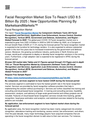 Facial Recognition Market Set to Witness an Uptick Size USD 8.5 billion to 2025