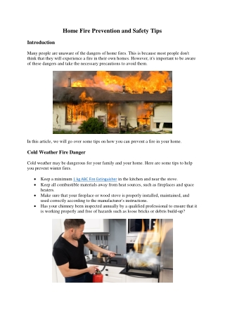 Home Fire Prevention and Safety Tips