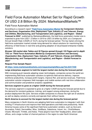 Field Force Automation Market Surge Valuation Of USD 2.8 billion By 2024: MnM