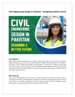 Civil Engineering Design in Pakistan - Designing a Better Future