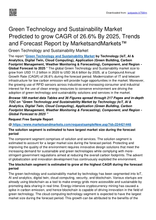 Green Technology and Sustainability Market Share, Revenue, Drivers, Trends