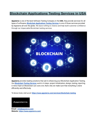Blockchain Applications Testing Services in the USA