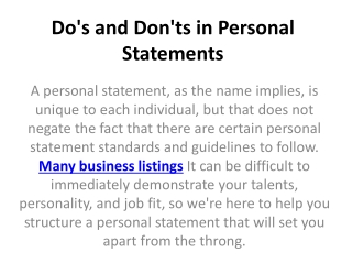 Do's and Don'ts in Personal Statements