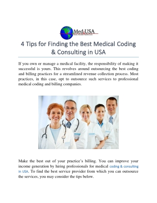 4 Tips for Finding the Best Medical Coding & Consulting in USA