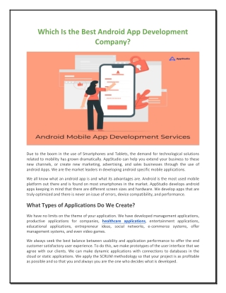 Which Is the Best Android App Development Company