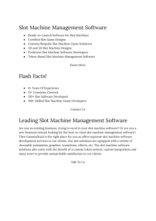 Slot Machine Management Software | GammaStack