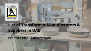 List of Sanitary Ware Suppliers & Manufacturers in UAE