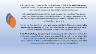 Know the best thing about C Size Alkaline battery