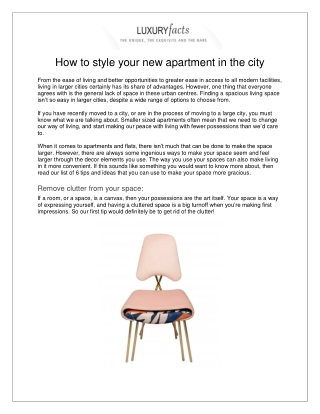 How to style your new apartment in the city