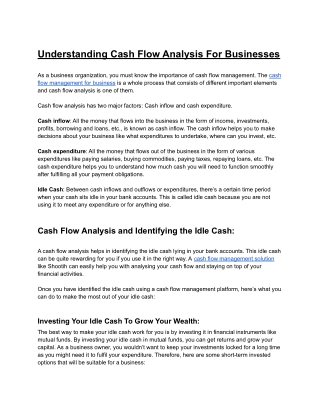 Understanding Cash Flow Analysis For Businesses