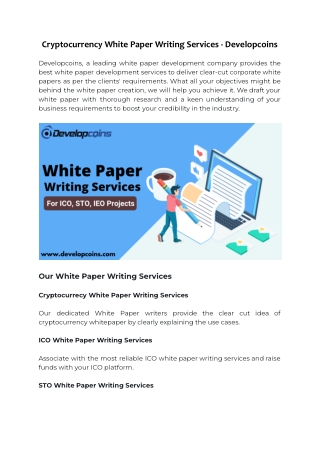Cryptocurrency White Paper Writing Services - Developcoins