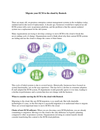 Migrate your ECM to the cloud by Bentech